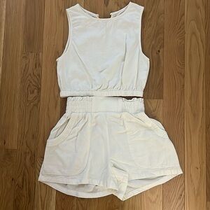 Cream colored shorts matching set